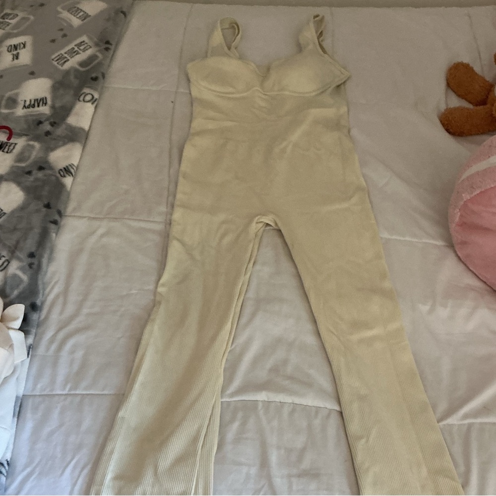 Bo&tee Chic Beige Strapless Jumpsuit